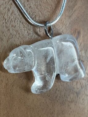 Clear Crystal Bear Pendant Necklace - Women's Jewelry